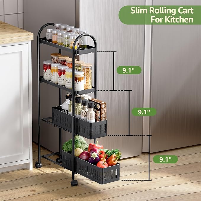 KINGRACK 4-Tier Slim Storage Cart - Image 8