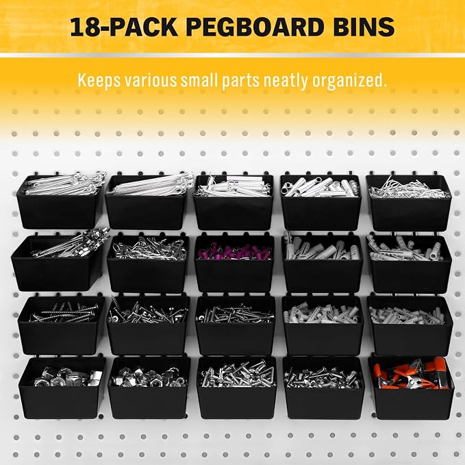 ELEAD 286-Piece Extra Thick Pegboard Hooks Set, 1/4" Heavy Duty Black Peg Board - Image 7