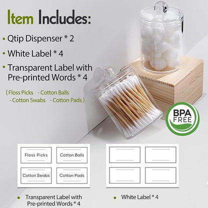 2 Pack Acrylic Qtip Holder Dispenser - Image 2