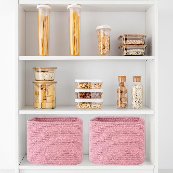 OIAHOMY 9”x9”x7” Storage Cubes, Cotton Rope Woven Baskets - Image 6