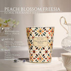 HomeLights 3-Wick Candles for Home Scented - 34oz Soy Wax Blend Candle Long-Lasting Fragrance, Bohemian Natural Textures Home Decor and Housewarming Gifts, Peach Blossom Freesia