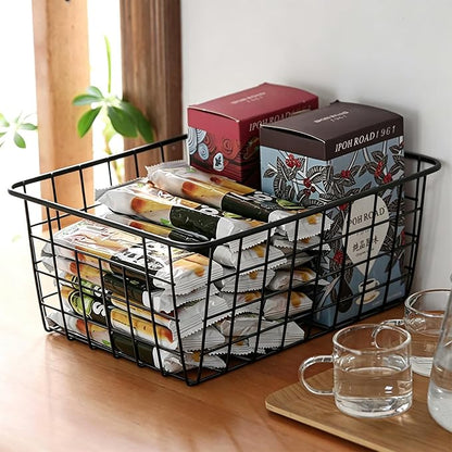 4 Pack Black Wire Baskets for Organizing, Wire Storage Basket Metal Storage - Image 7