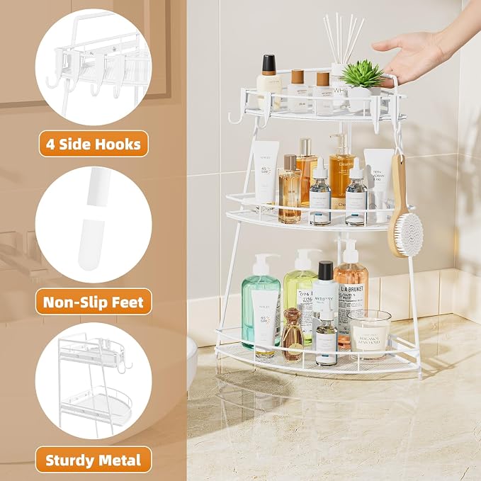 VITVITI 3 Tier Corner Bathroom Counter Organizer, Metal Bathroom Countertop - Image 4