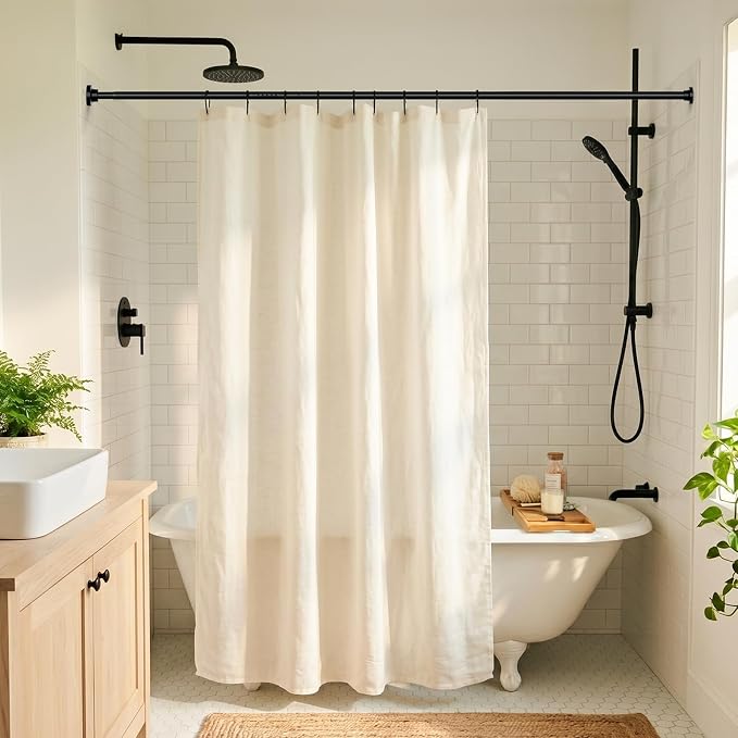 Long Tension Curtain Rod 40-148inch Black Curtain Rods no Drilling Adjustable - Image 7
