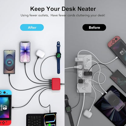 USB C Fast Charger, 100W GaN 6 Port Type C Charging Station Hub Block Cube - Image 4