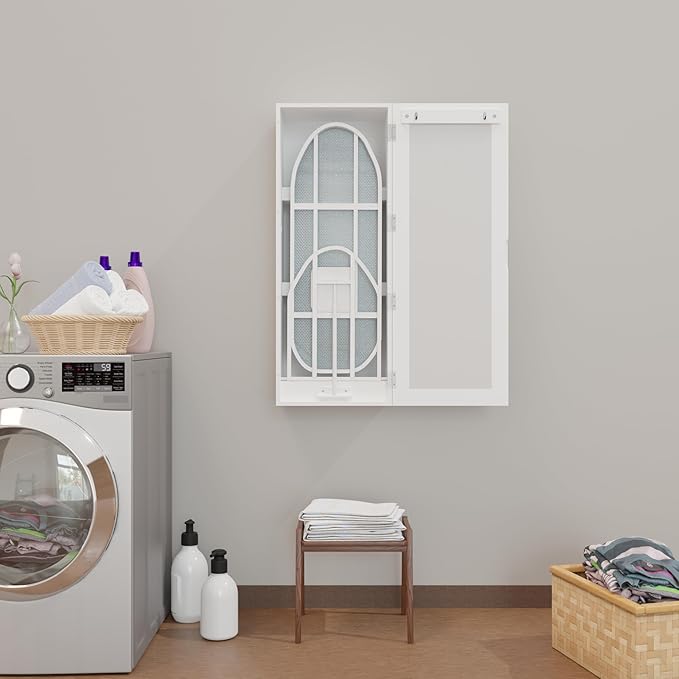Wall Mount Ironing Board Cabinet, Built in Swivel Ironing Board Folding - Image 2