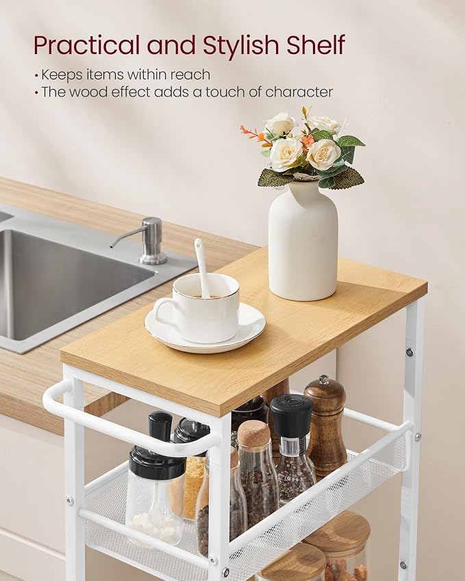 VASAGLE Slim Rolling Cart, 5-Tier Storage Cart, Narrow Cart - Image 5