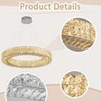 Dia 40" Modern Crystal Chandelier Light Fixtures Silver Luxury Chandeliers for Dining Room Round Hanging Pendant Lighting for Living Room Kitchen Entryway Bedroom