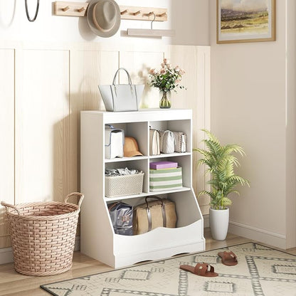 Storage Organizer, Small Bookcase w/ 4 Open Cubes & 1 Bottom Compartment - Image 2