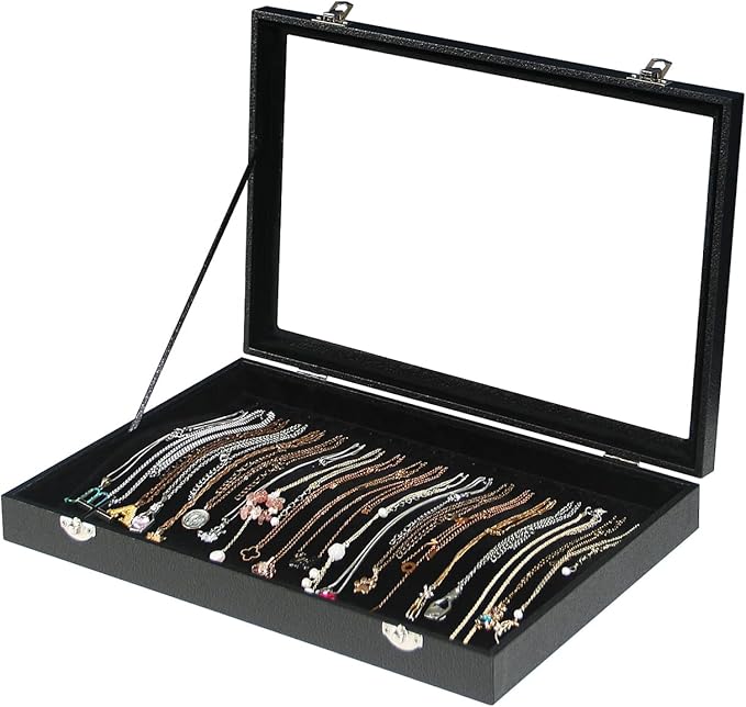 Coward 20 Hooks Necklace Organizer Jewelry Box, Dustproof Necklace Display by FocusOnJewelryDisplay15yrs