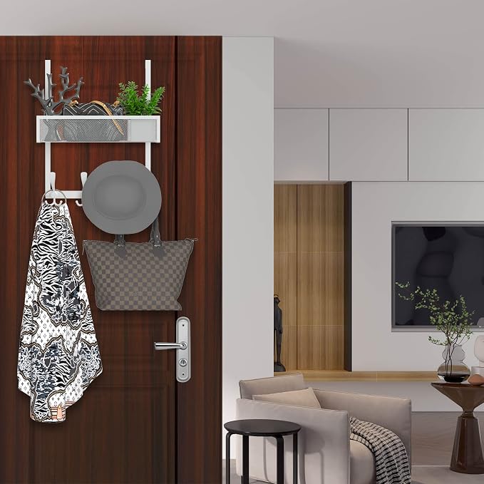 Kaiferty Over The Door Hooks Organizer, Over Door Hanger Towel Rack Mesh Basket - Image 3