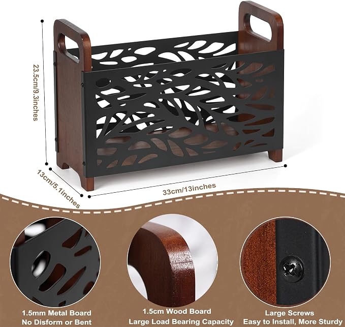 Magazine Holder, Wood Magazine Rack, Rustic Magazine File Holder, Magazine - Image 5