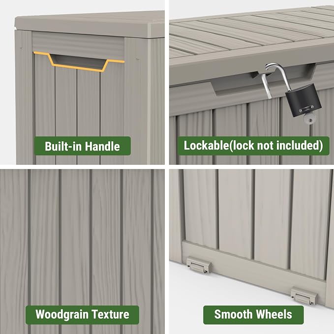 Mars Villa 72 Gallon Deck Box, Outdoor Storage Box Waterproof, Outside Resin - Image 6
