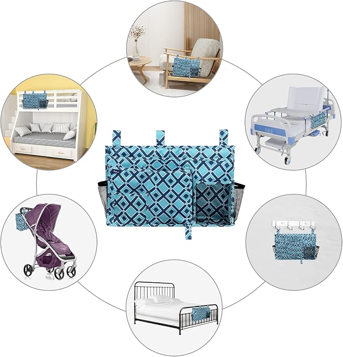 Surblue Bedside Caddy Hanging Bed Organizer Storage Bag Pocket - Image 6