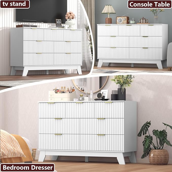 Fluted Dresser for Bedroom, 7 Drawer Dresser for Closet, Storage Cabinet and - Image 4