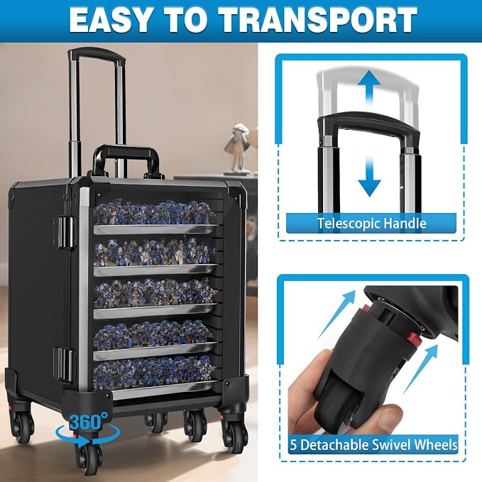 Miniatures Storage Case Miniatures Transport Case Aluminum Alloy Frame Display - Image 6
