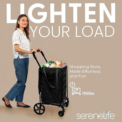 SereneLife Large Folding Utility Shopping Cart - Image 7