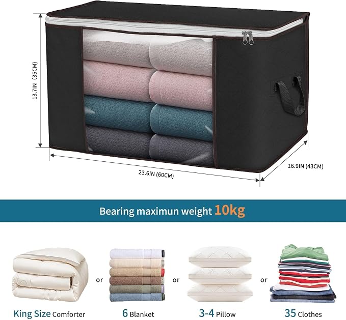 Budding Joy 90 L Large Storage Bags, 10 Pack Clothes Storage Bins Foldable - Image 3