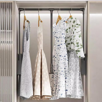 Pull Down Closet Rod for Hanging Clothes, Retractable Wardrobe Hanger for - Image 2