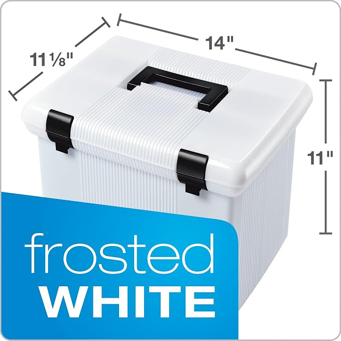 Pendaflex Portable File Box, Frosted White, Hinged Lid - Image 3