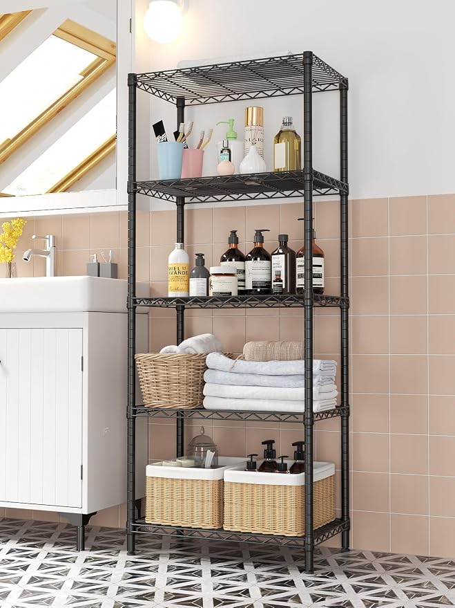 SINGAYE 5 Tier Storage Shelves Wire Shelving Unit Shelve Metal Kitchen Laundry - Image 5