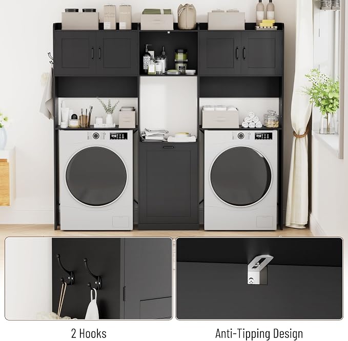 Over The Washer and Dryer Storage Cabinet, Laundry Room Organizer Standing Shelf - Image 7