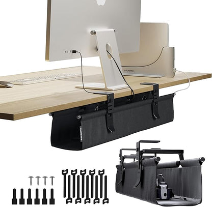 Ascrono Original No Drill Under Desk Cable Management Tray 27.3" by Ascrono
