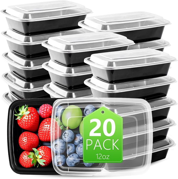 [20 value pack single one compartment 12oz MINI Meal Prep Food Storage by NutriBox