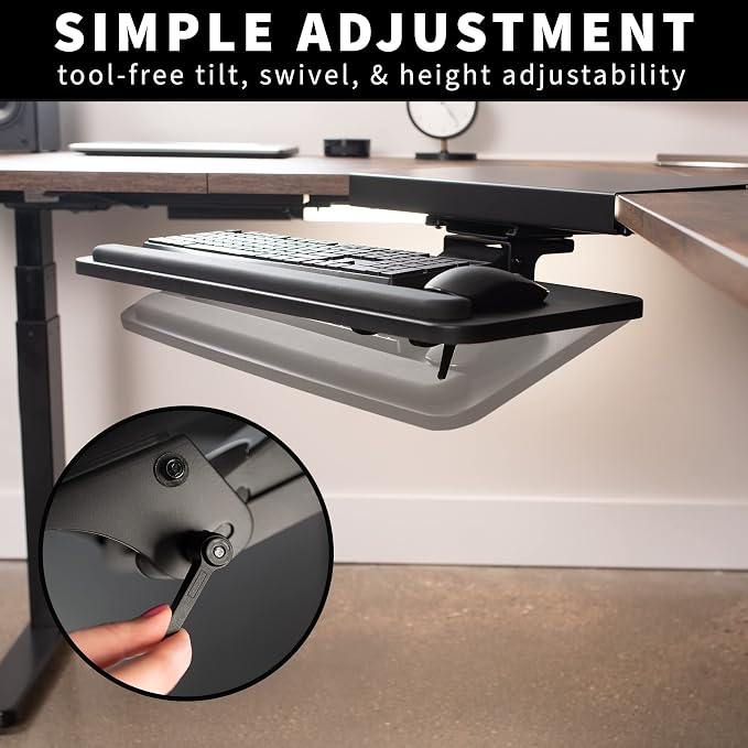 VIVO Black Under Desk Corner 25 x 10 inch Keyboard Tray, MOUNT-KB03B | Computer - Image 8