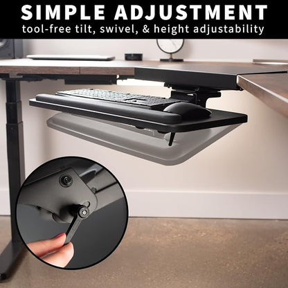 VIVO Black Under Desk Corner 25 x 10 inch Keyboard Tray, MOUNT-KB03B | Computer - Image 8