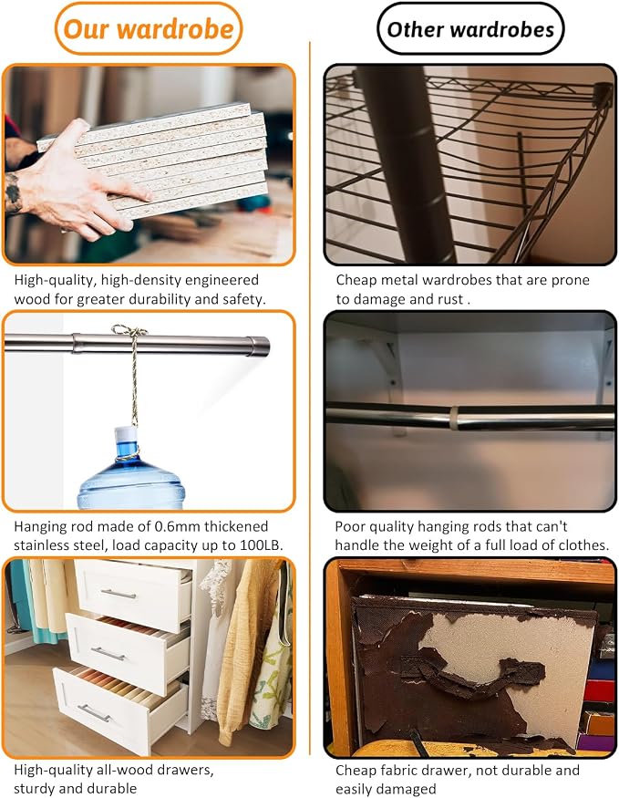 Closet System with Drawers, 2FT Closet Organize System with 3 Drawers & 2 - Image 10