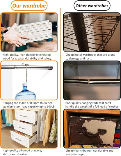 Closet System with Drawers, 2FT Closet Organize System with 3 Drawers & 2 - Image 10