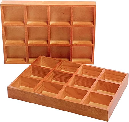 Cregugua 2 Pack Wooden Sorting Tray Grid Display Wood Divided Organizer Brown - Image 4