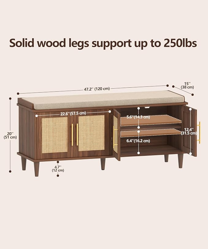 Akxomel Rattan Shoe Storage Bench - Image 3