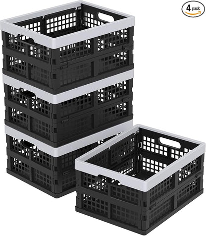 15L Plastic Collapsible Storage Crates, Folding Crates Storage Basket by Parlynies
