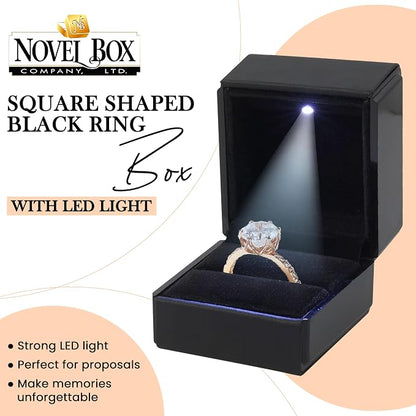 Novel Box Square Shaped Black Ring Box - Image 4