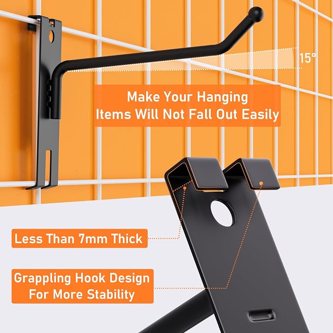 INCLY 4 Inch Gridwall Hooks, 60 Pack Heavy Duty Black Display Hooks - Image 4
