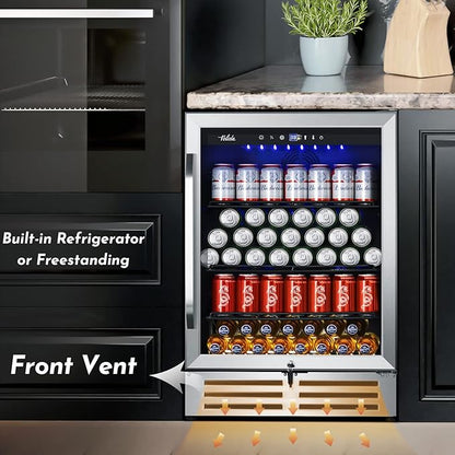 24 Inch Beverage Refrigerator Cooler, 210 Cans Wide Beverage and Beer Fridge - Image 5