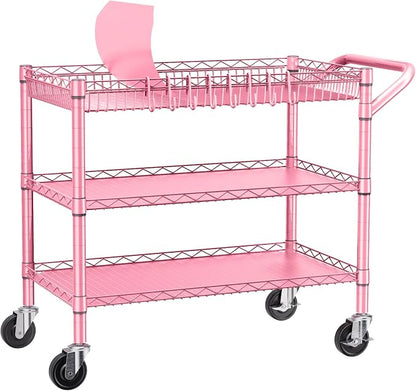 NTE Utility Cart with Wheels, 990lbs Capacity Metal 3 Tier Rolling Carts by NTE