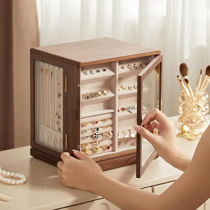 CHOSIN Black Walnut Wooden Jewelry Box, 360° Rotating Organizer - Image 6