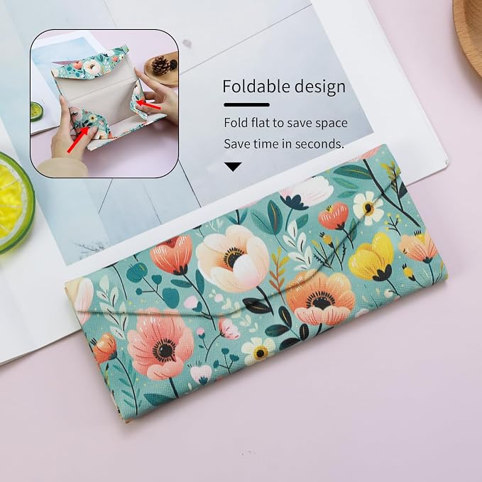 Foldable Glasses Case, Magnetic PU Leahter Sunglasses Case, Cute Hard Shell - Image 3