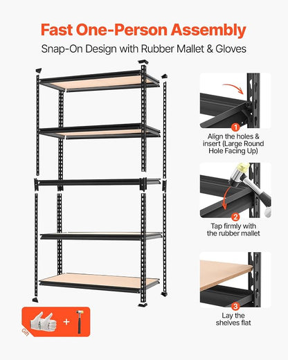 VEVOR Storage Shelves, 5-Tier Adjustable, 2000 lbs Capacity, Heavy Duty Garage - Image 6