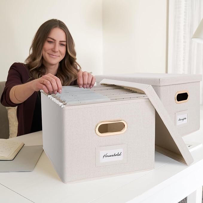 Decorative File Organizer Box Set of 2 - Image 6