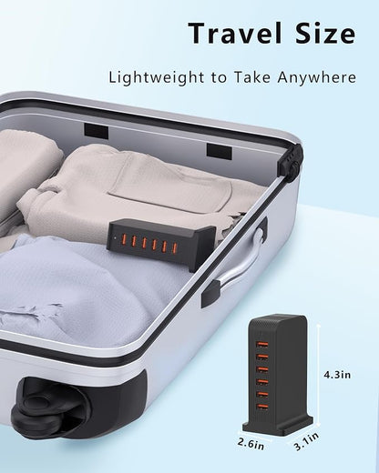 VPSUN USB Charger 6 Port 50W Multi USB Tower Charging Station - Image 5