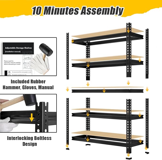 5-Tier Metal Storage Shelves: Heavy Duty Garage Shelving Adjustable Shelves - Image 8