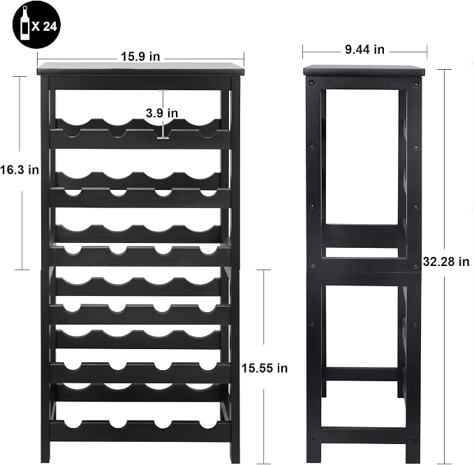 Wine Rack Free Standing Floor, 6-Tier 24 Bottles Display Wine Storage Shelves - Image 2