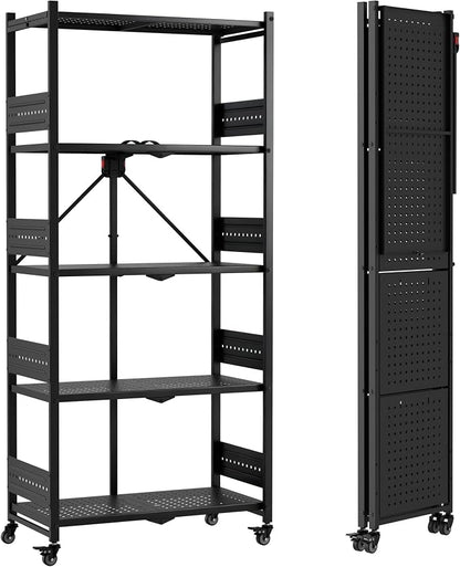 WORKPRO 5-Tier Folding Shelf, No-Assembly Metal Storage Rack by WORKPRO