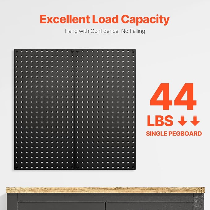 VEVOR Metal Pegboard Panels, 2 Panels, Heavy Duty Steel Peg Board Wall Organizer - Image 2