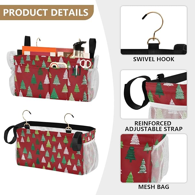 Christmas Trees White Green Bedside Caddy - Image 5