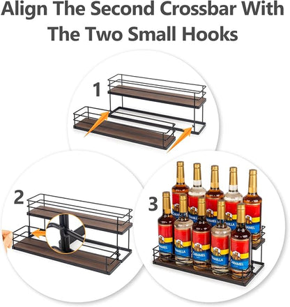 10 Bottle Capacity Coffee Syrup Organizer 2 Tier Coffee Syrup Stand Shelf - Image 2